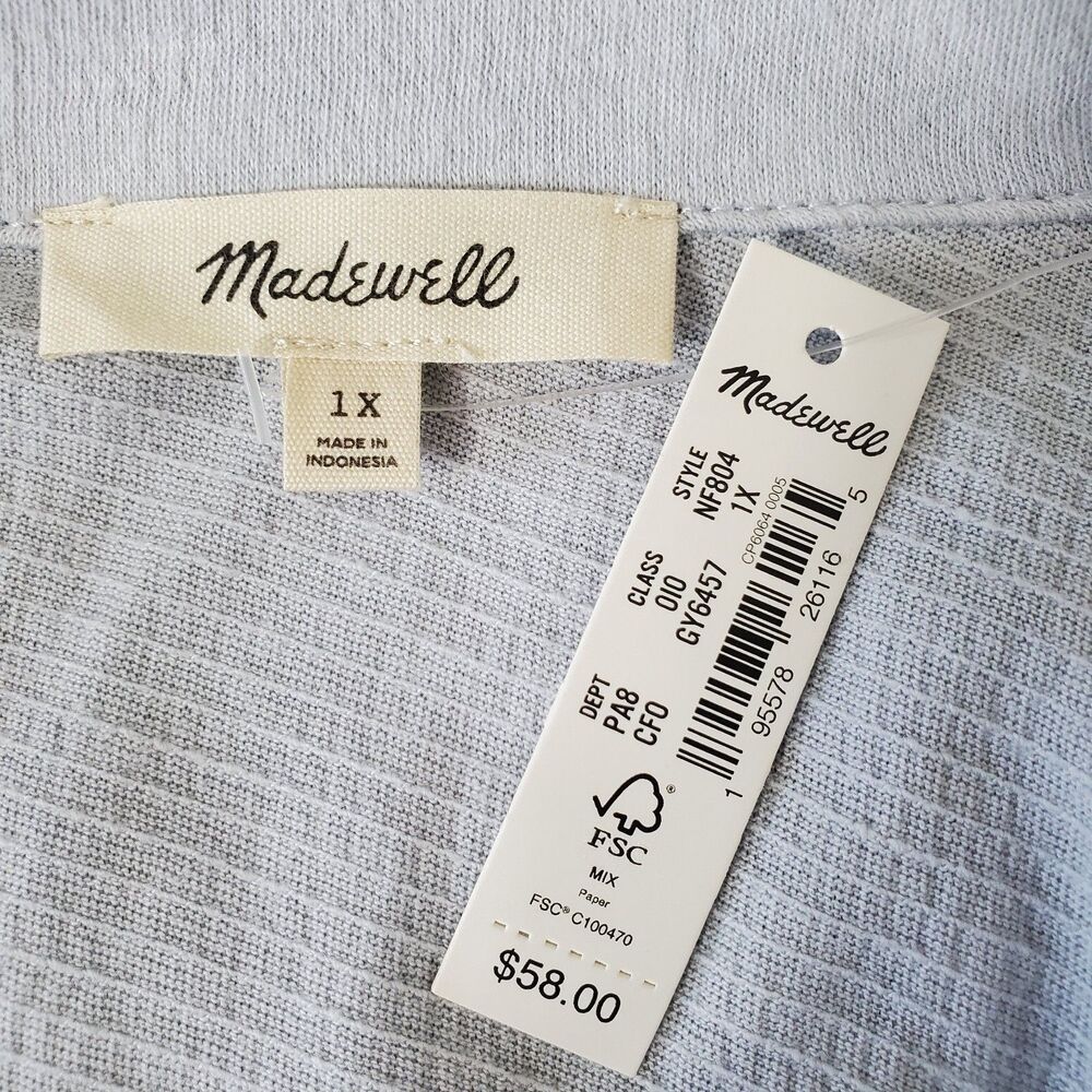 Madewell Camp Shirt Womens Size 1X Knit Lightspun Light Blue Button Up New NF804 - Picture 9 of 11